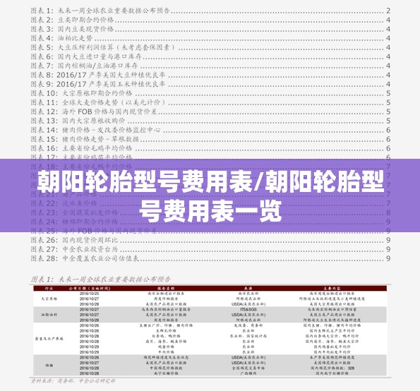 朝阳轮胎型号费用表/朝阳轮胎型号费用表一览