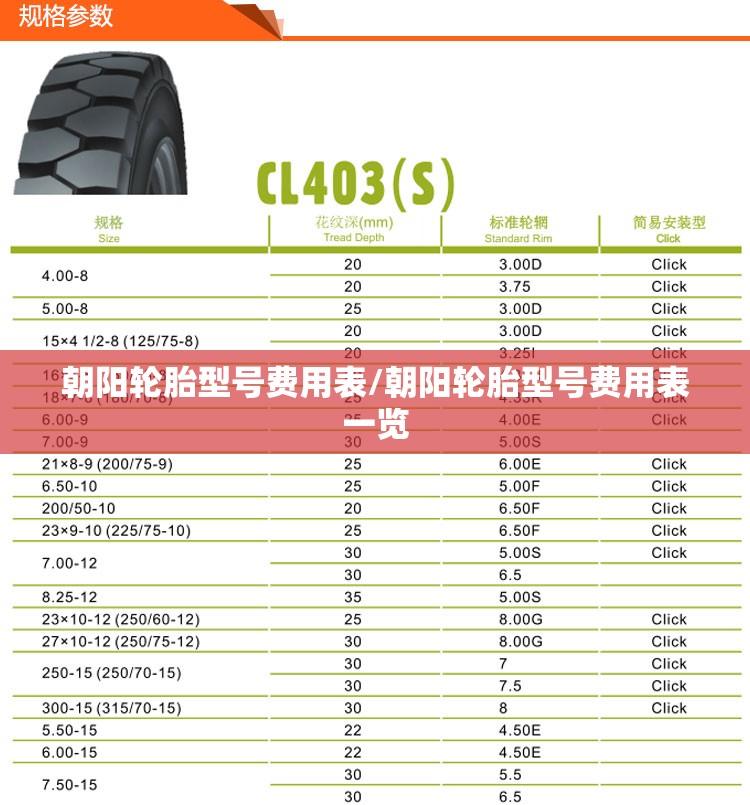 朝阳轮胎型号费用表/朝阳轮胎型号费用表一览