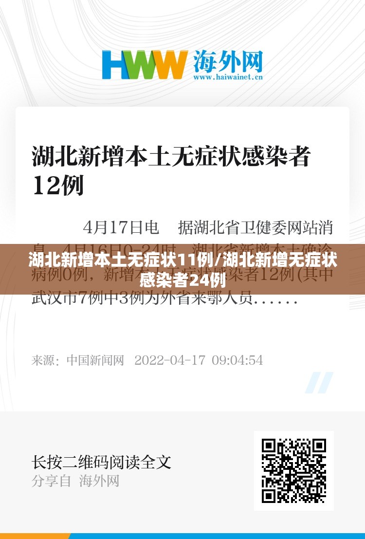 湖北新增本土无症状11例/湖北新增无症状感染者24例