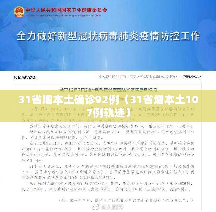 31省增本土确诊92例（31省增本土107例轨迹）