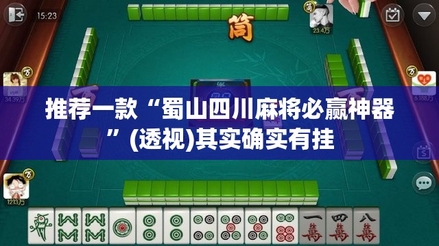 推荐一款“蜀山四川麻将必赢神器”(透视)其实确实有挂