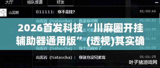 2026首发科技“川麻圈开挂辅助器通用版”(透视)其实确实有挂