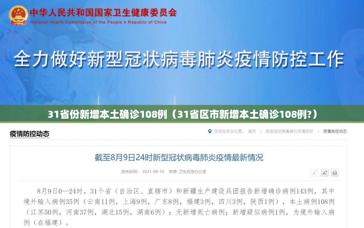 31省份新增本土确诊108例(31省区市新增本土确诊108例?) 31省份新增本土确诊108例(31省区市新增本土确诊108例?)