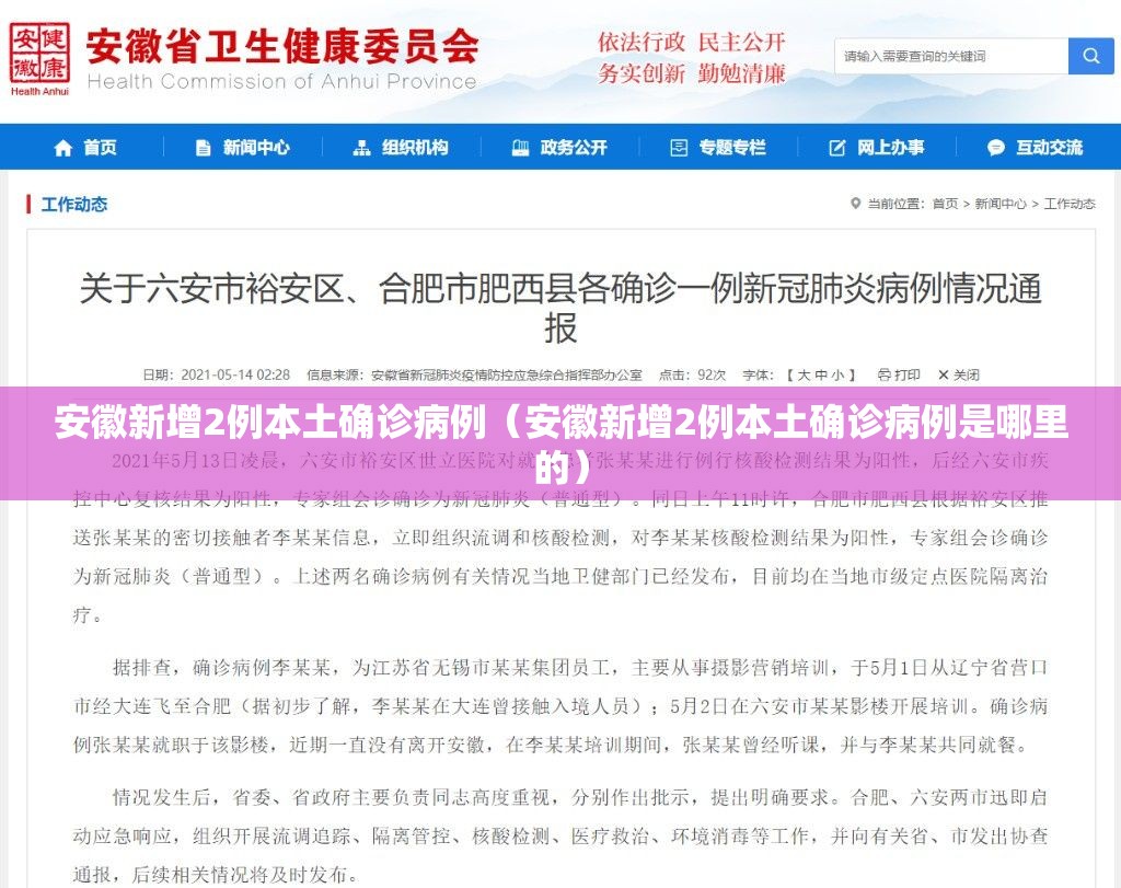 安徽新增2例本土确诊病例（安徽新增2例本土确诊病例是哪里的）