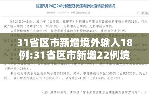 31省区市新增境外输入18例:31省区市新增22例境外输入