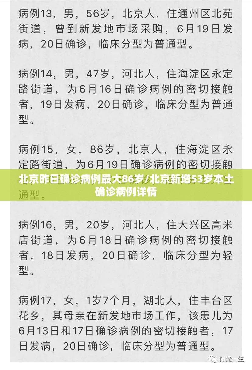 北京昨日确诊病例最大86岁/北京新增53岁本土确诊病例详情