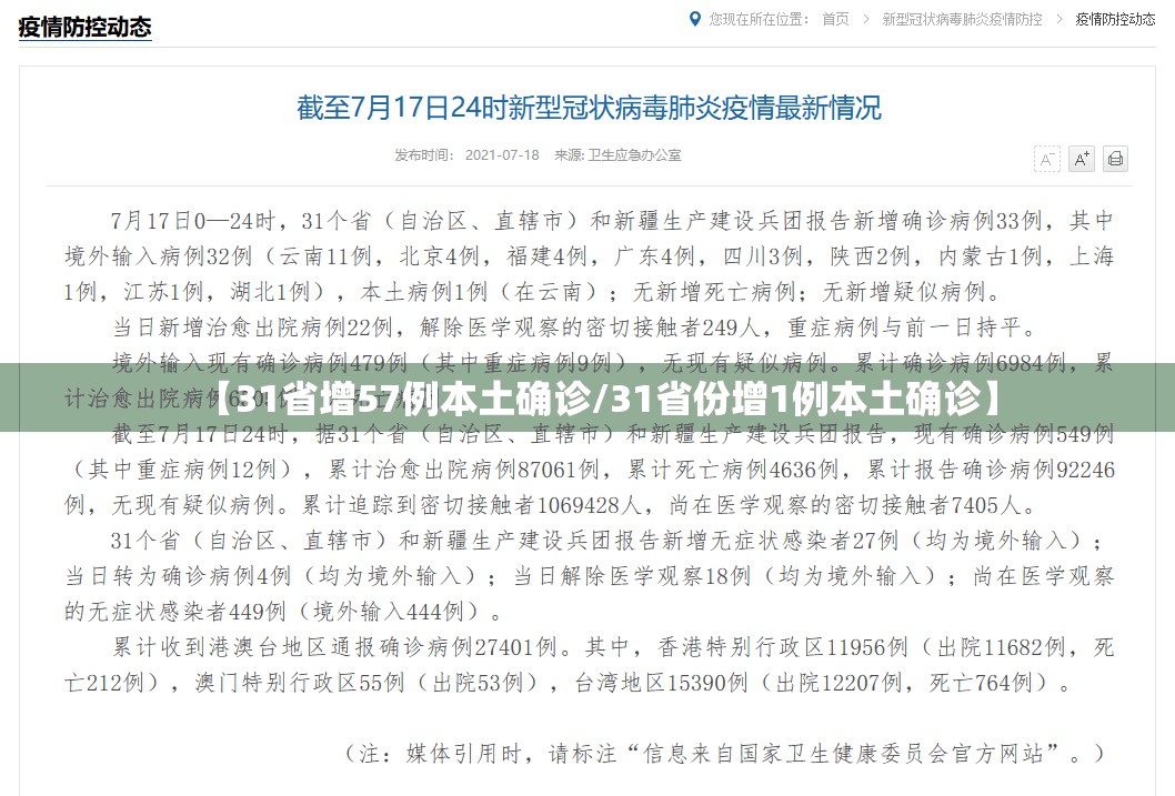 【31省增57例本土确诊/31省份增1例本土确诊】 【31省增57例本土确诊/31省份增1例本土确诊】