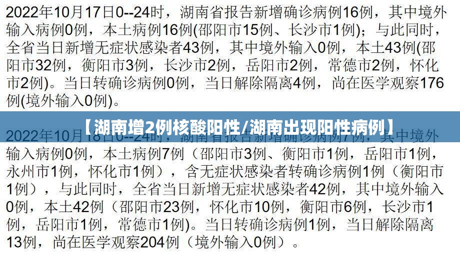 【湖南增2例核酸阳性/湖南出现阳性病例】 【湖南增2例核酸阳性/湖南出现阳性病例】