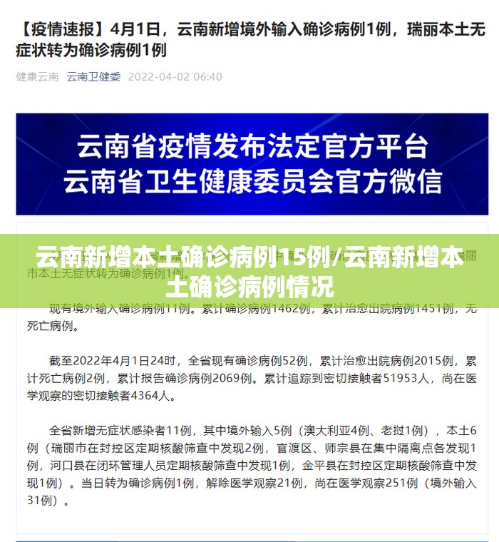 云南新增本土确诊病例15例/云南新增本土确诊病例情况 云南新增本土确诊病例15例/云南新增本土确诊病例情况