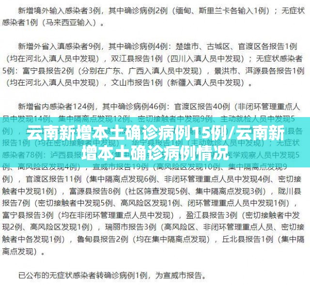 云南新增本土确诊病例15例/云南新增本土确诊病例情况 云南新增本土确诊病例15例/云南新增本土确诊病例情况