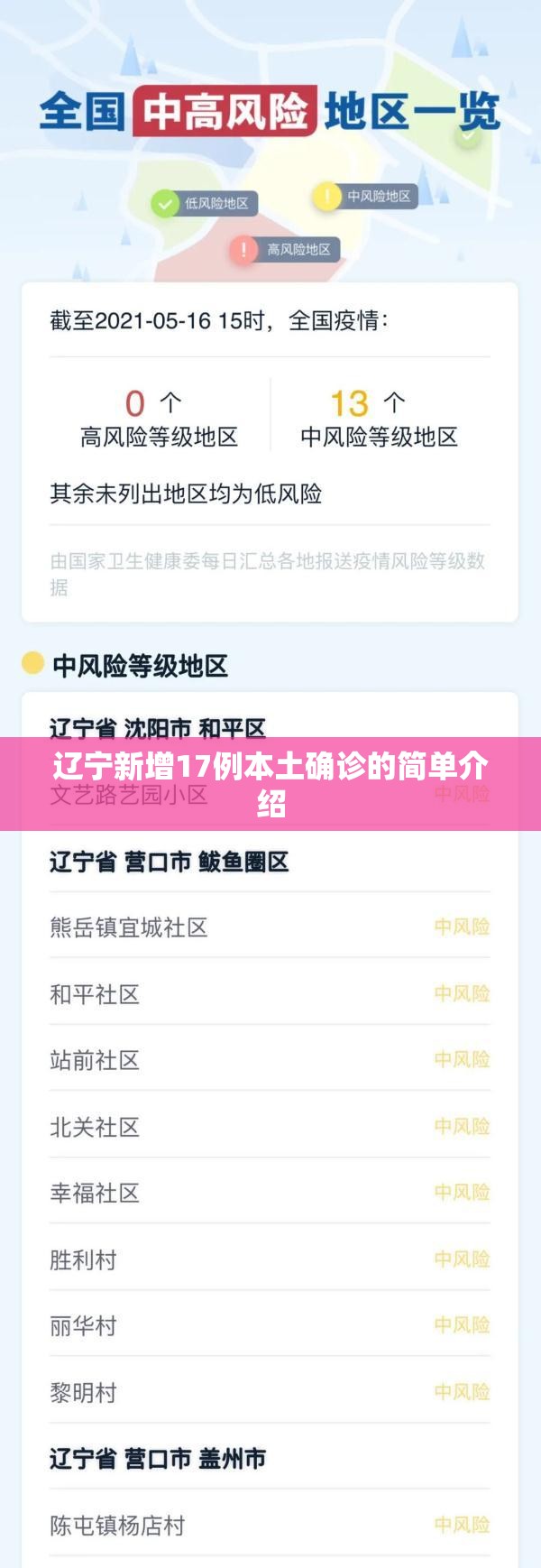 辽宁新增17例本土确诊的简单介绍
