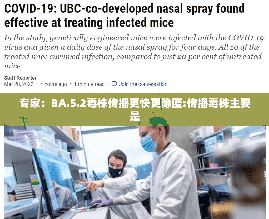 专家:BA.5.2毒株传播更快更隐匿:传播毒株主要是 专家:BA.5.2毒株传播更快更隐匿:传播毒株主要是