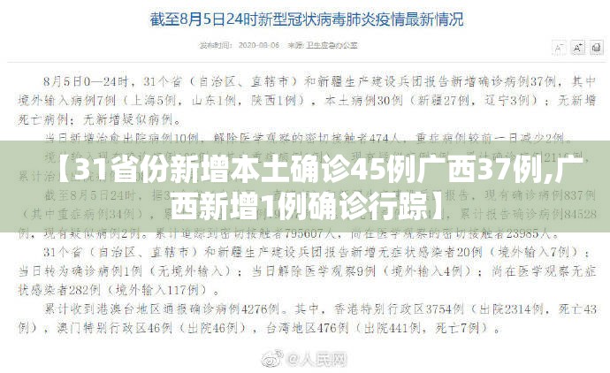 【31省份新增本土确诊45例广西37例,广西新增1例确诊行踪】 【31省份新增本土确诊45例广西37例,广西新增1例确诊行踪】
