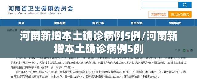 河南新增本土确诊病例5例/河南新增本土确诊病例5例