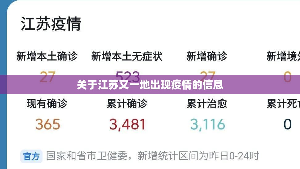关于江苏又一地出现疫情的信息 关于江苏又一地出现疫情的信息