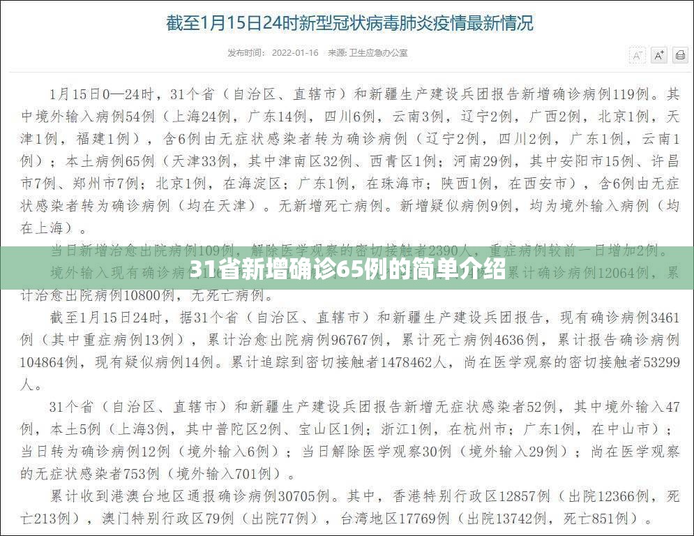 31省新增确诊65例的简单介绍 31省新增确诊65例的简单介绍