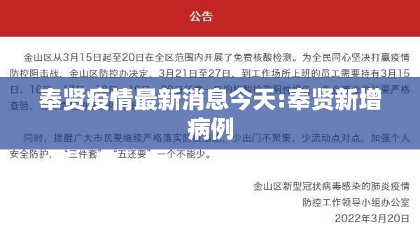 奉贤疫情最新消息今天:奉贤新增病例