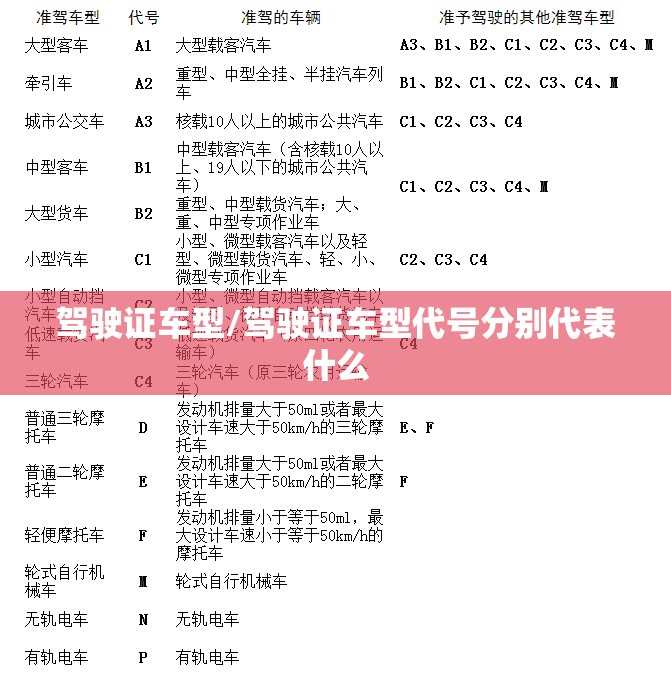 驾驶证车型/驾驶证车型代号分别代表什么 驾驶证车型/驾驶证车型代号分别代表什么