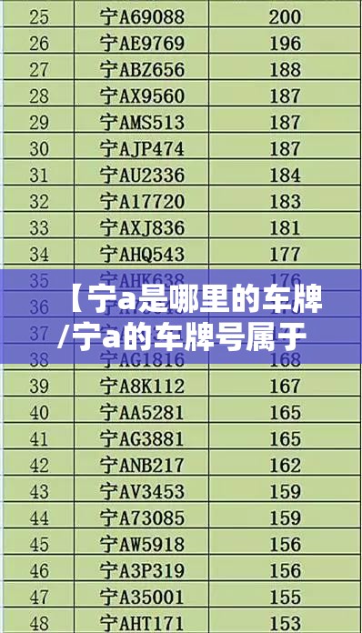 【宁a是哪里的车牌/宁a的车牌号属于哪里】