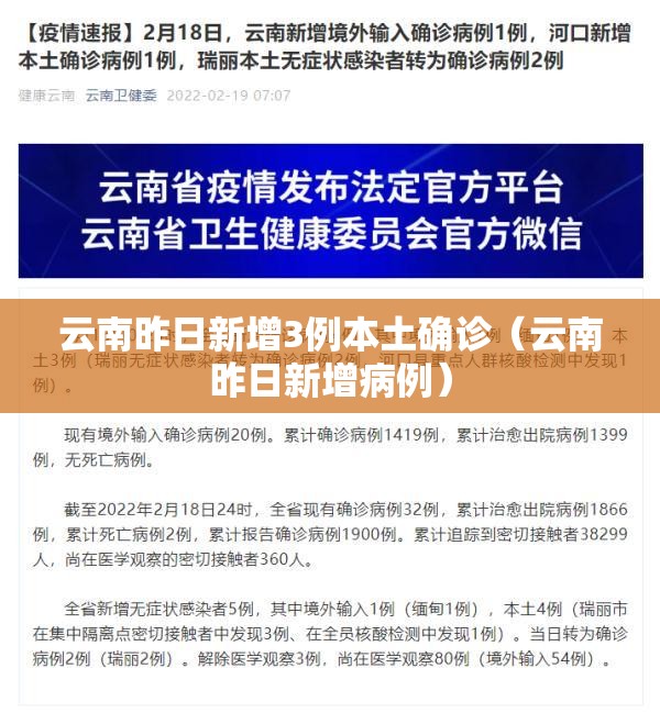 云南昨日新增3例本土确诊(云南昨日新增病例) 云南昨日新增3例本土确诊(云南昨日新增病例)