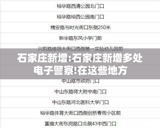 石家庄新增:石家庄新增多处电子警察!在这些地方 石家庄新增:石家庄新增多处电子警察!在这些地方