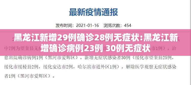 黑龙江新增29例确诊28例无症状:黑龙江新增确诊病例23例 30例无症状