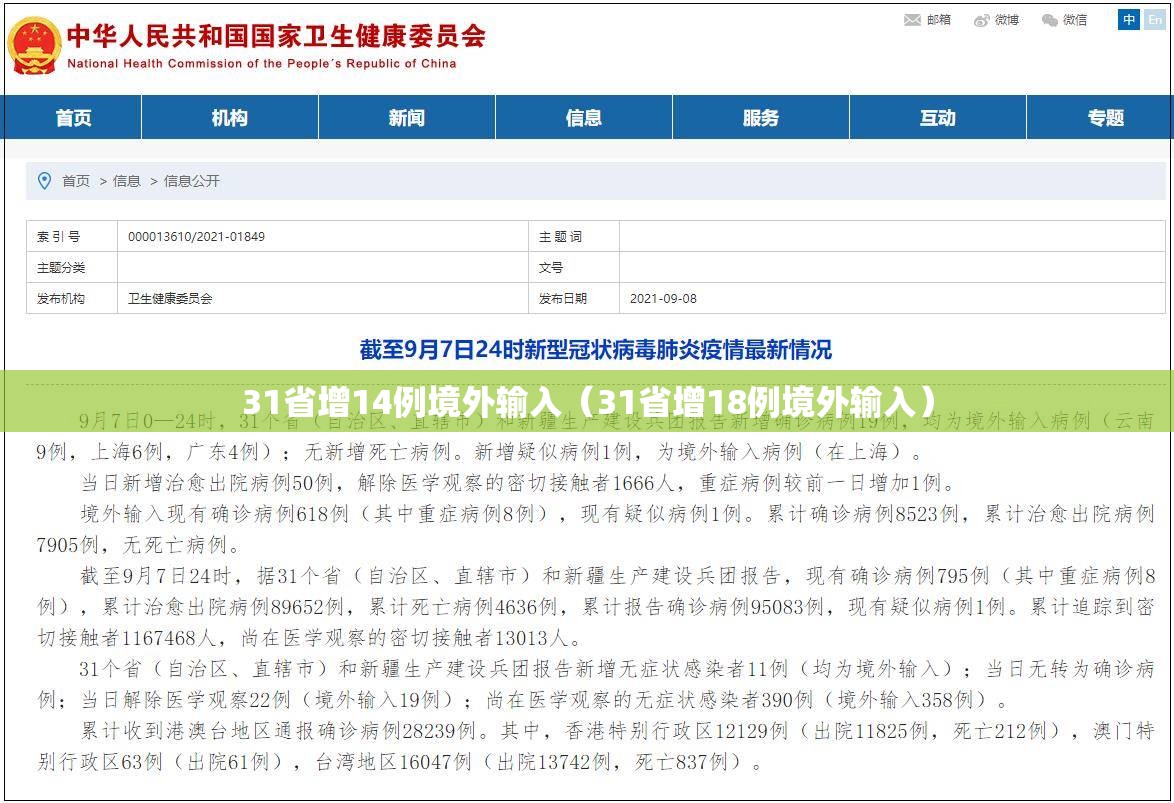 31省增14例境外输入(31省增18例境外输入) 31省增14例境外输入(31省增18例境外输入)