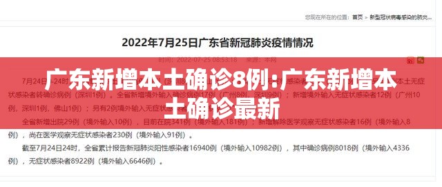 广东新增本土确诊8例:广东新增本土确诊最新 广东新增本土确诊8例:广东新增本土确诊最新