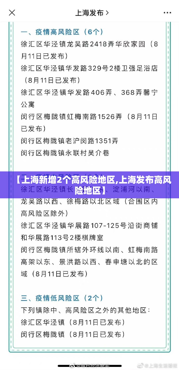 【上海新增2个高风险地区,上海发布高风险地区】 【上海新增2个高风险地区,上海发布高风险地区】