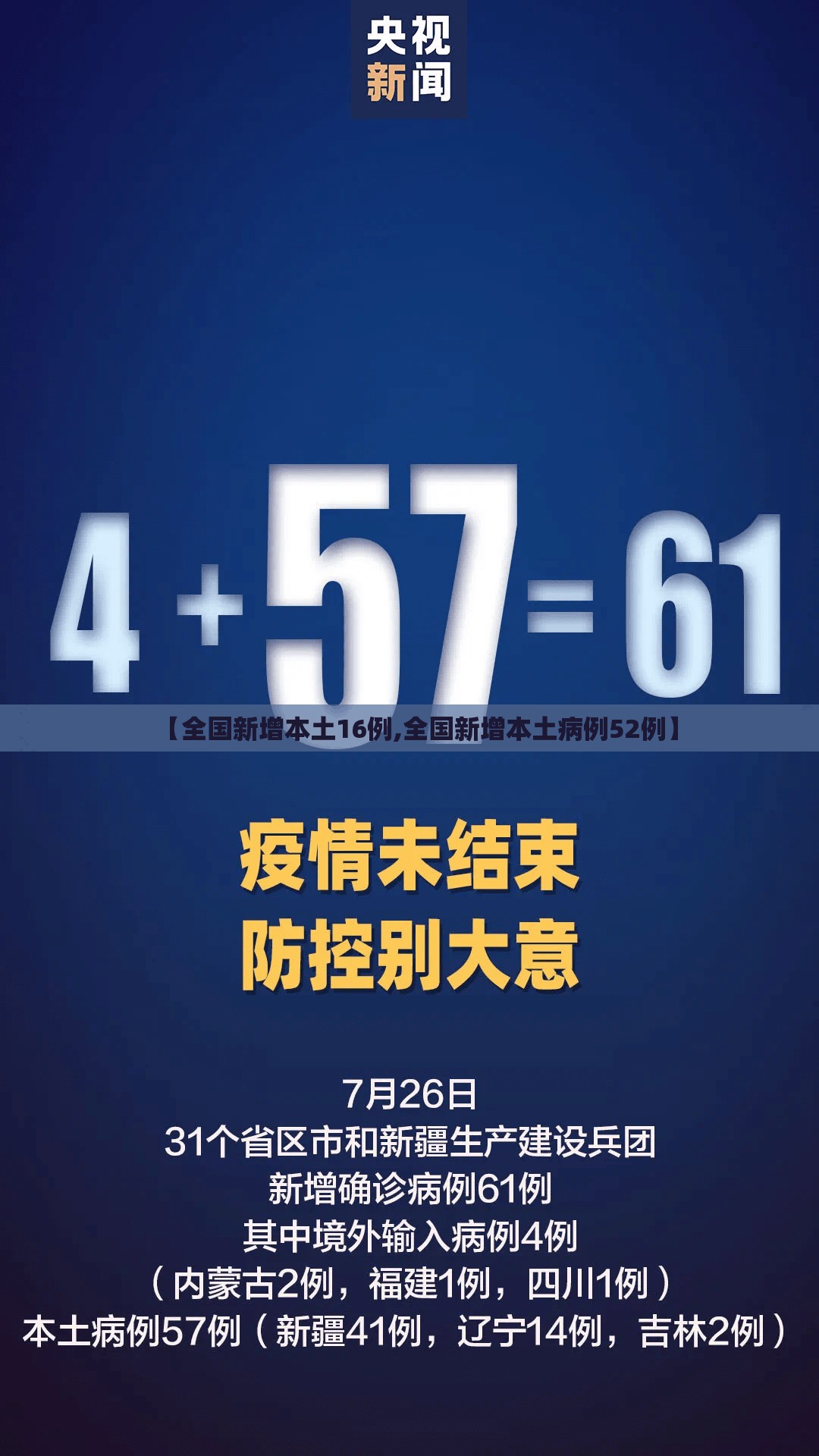 【全国新增本土16例,全国新增本土病例52例】 【全国新增本土16例,全国新增本土病例52例】