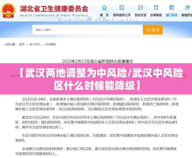 【武汉两地调整为中风险/武汉中风险区什么时候能降级】 【武汉两地调整为中风险/武汉中风险区什么时候能降级】