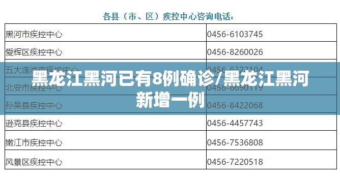 黑龙江黑河已有8例确诊/黑龙江黑河新增一例