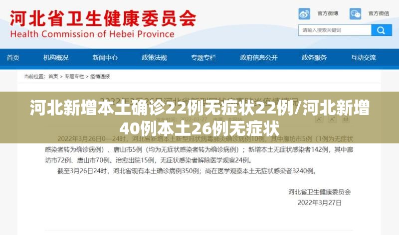 河北新增本土确诊22例无症状22例/河北新增40例本土26例无症状