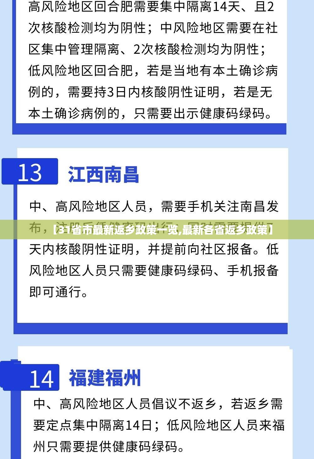 【31省市最新返乡政策一览,最新各省返乡政策】 【31省市最新返乡政策一览,最新各省返乡政策】