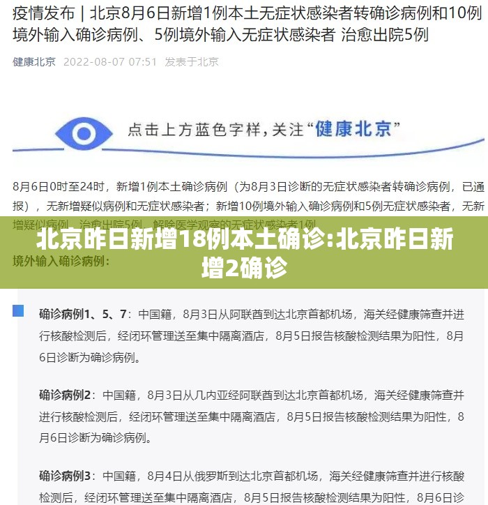 北京昨日新增18例本土确诊:北京昨日新增2确诊 北京昨日新增18例本土确诊:北京昨日新增2确诊