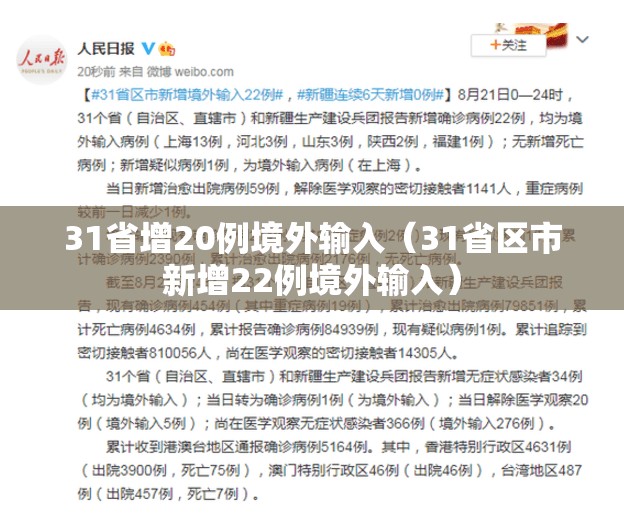 31省增20例境外输入(31省区市新增22例境外输入) 31省增20例境外输入(31省区市新增22例境外输入)