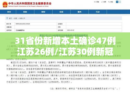 31省份新增本土确诊47例江苏26例/江苏30例新冠状病毒 31省份新增本土确诊47例江苏26例/江苏30例新冠状病毒