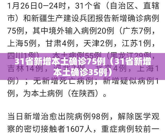 31省新增本土确诊75例(31省新增本土确诊35例) 31省新增本土确诊75例(31省新增本土确诊35例)