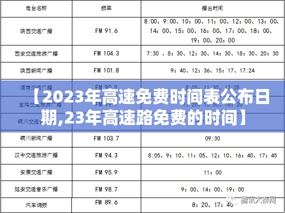 【2023年高速免费时间表公布日期,23年高速路免费的时间】 【2023年高速免费时间表公布日期,23年高速路免费的时间】