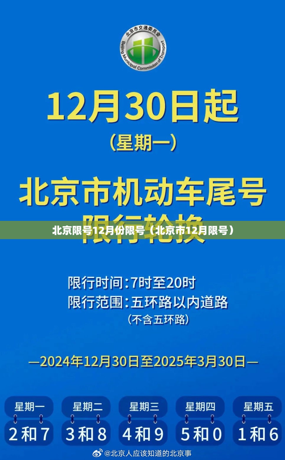 北京限号12月份限号(北京市12月限号) 北京限号12月份限号(北京市12月限号)