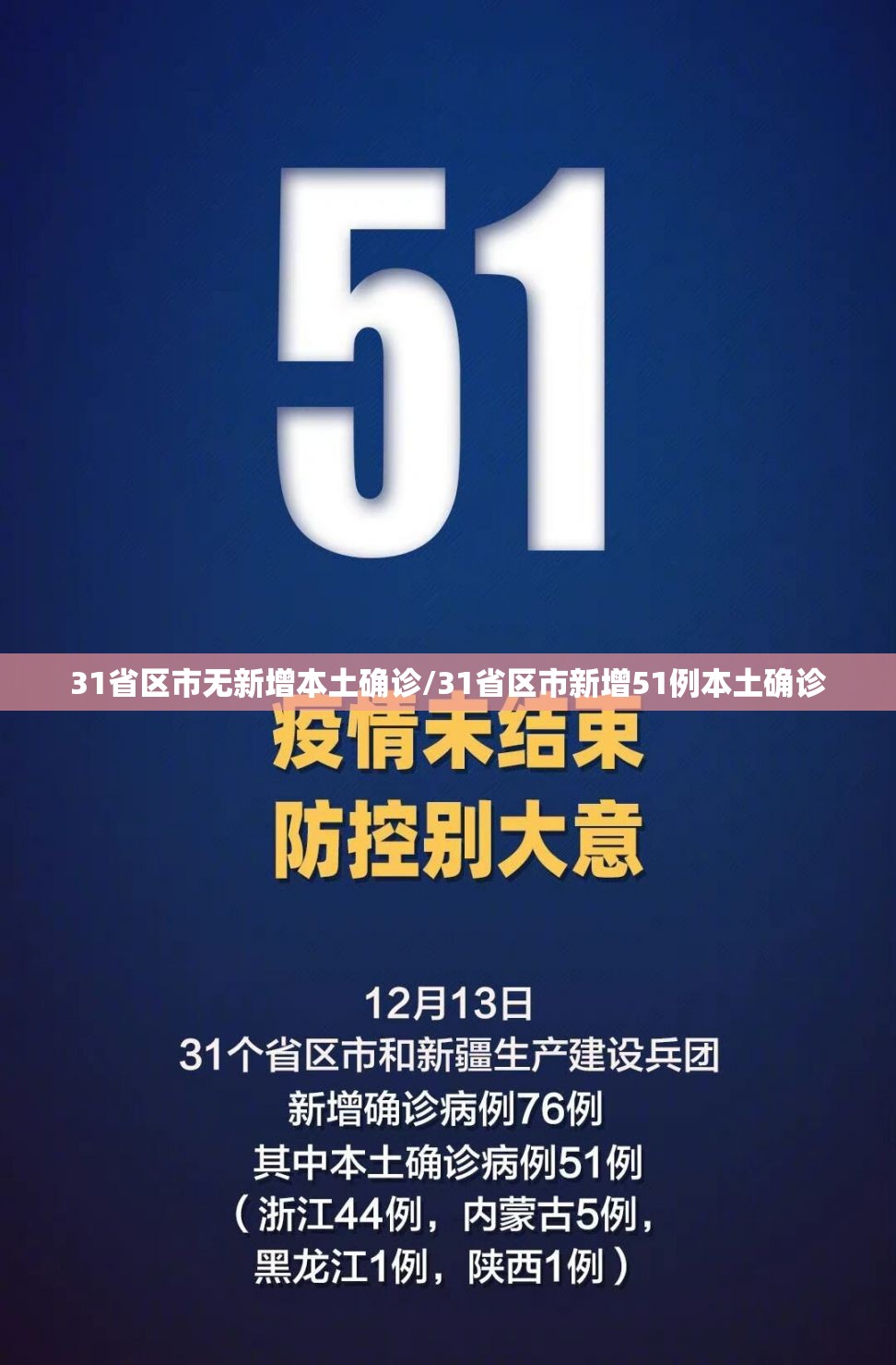 31省区市无新增本土确诊/31省区市新增51例本土确诊