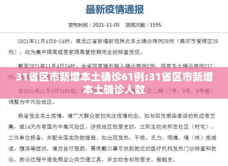 31省区市新增本土确诊61例:31省区市新增本土确诊人数 31省区市新增本土确诊61例:31省区市新增本土确诊人数