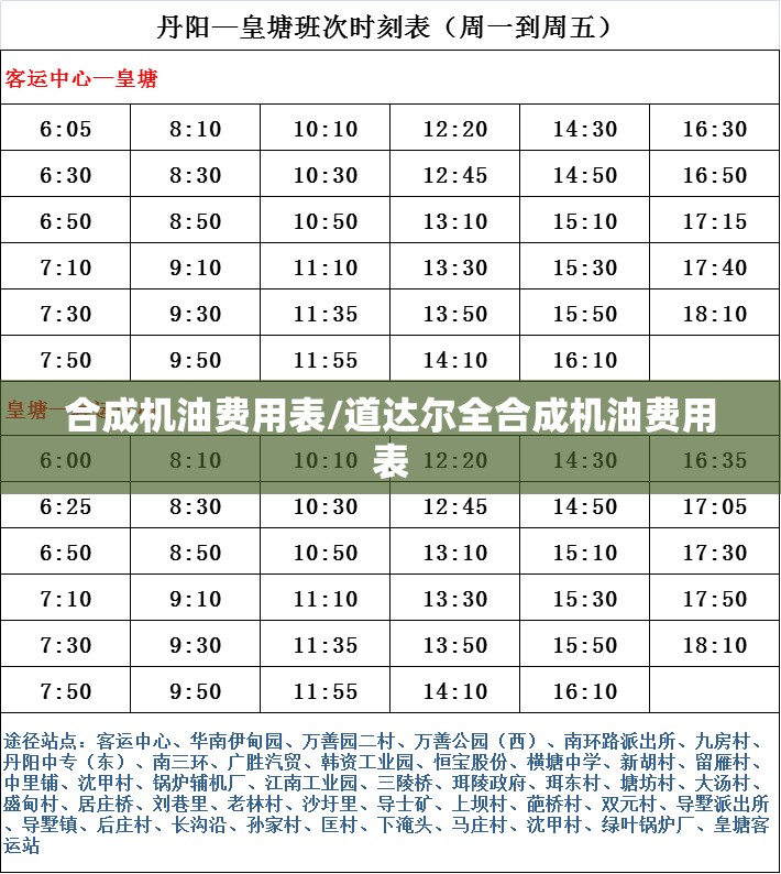 合成机油费用表/道达尔全合成机油费用表