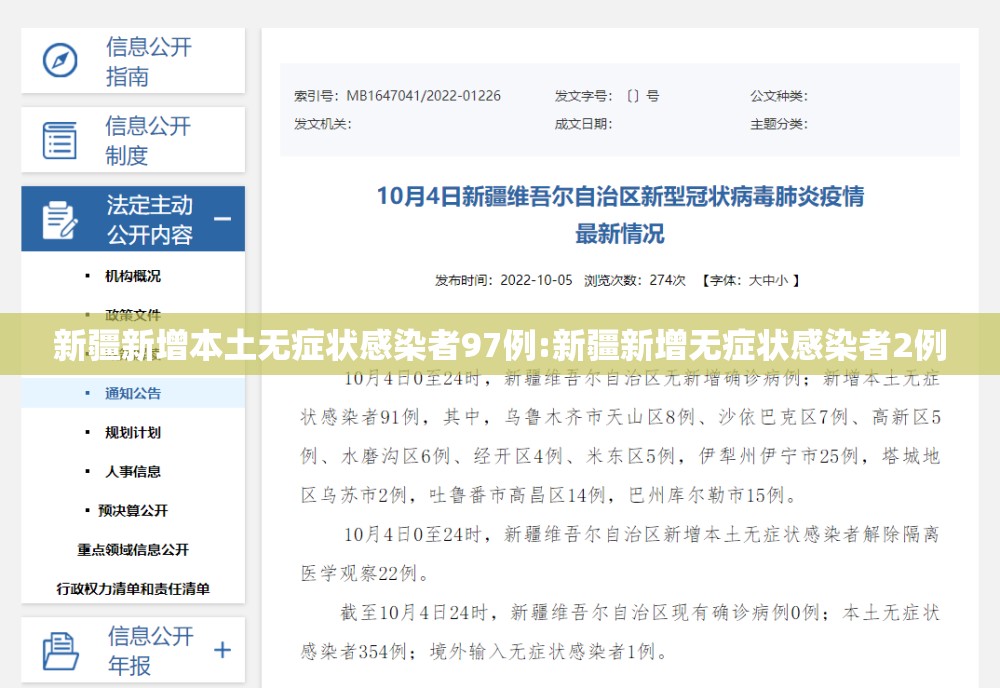新疆新增本土无症状感染者97例:新疆新增无症状感染者2例 新疆新增本土无症状感染者97例:新疆新增无症状感染者2例