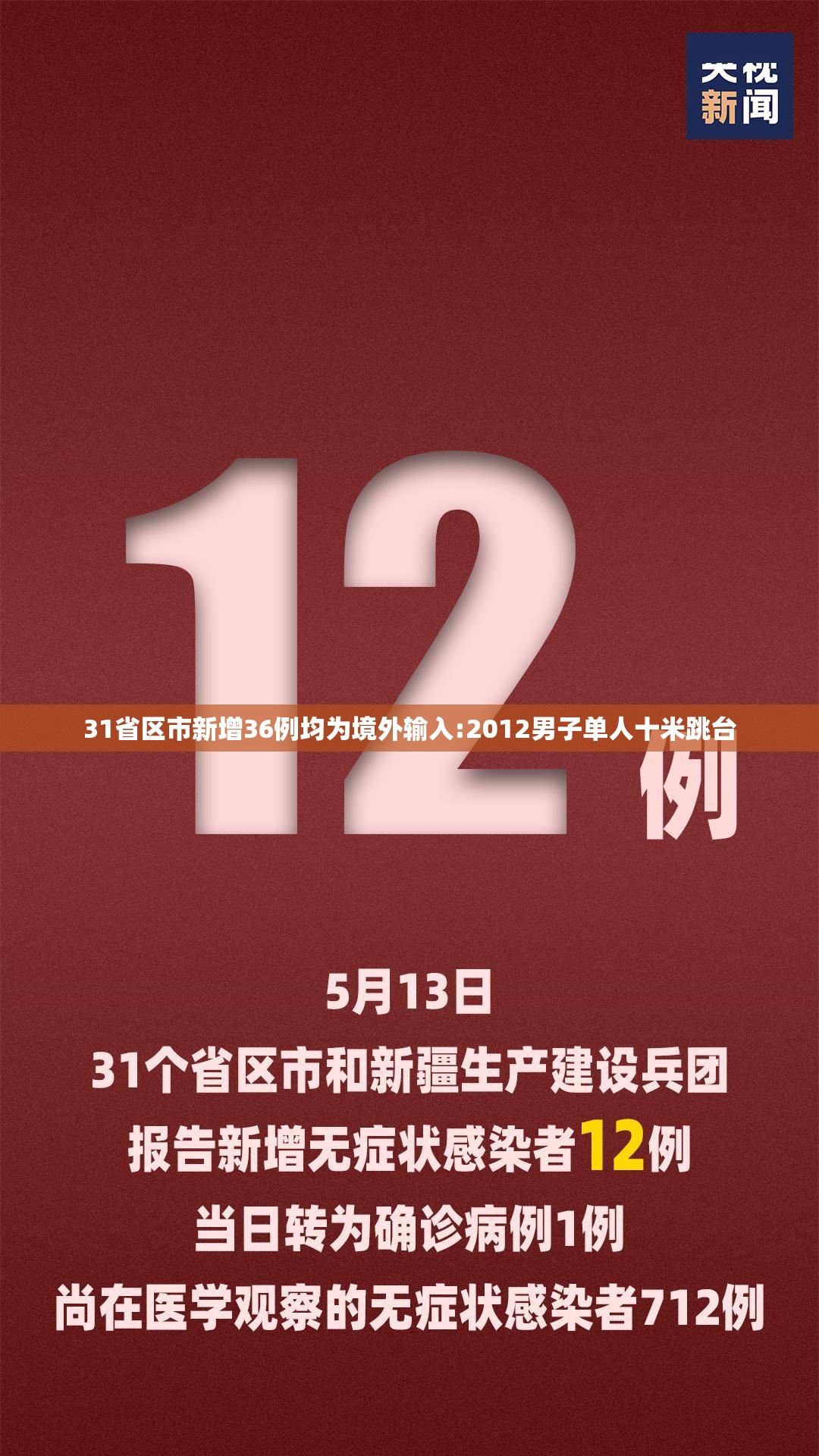 31省区市新增36例均为境外输入:2012男子单人十米跳台 31省区市新增36例均为境外输入:2012男子单人十米跳台