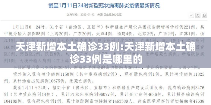 天津新增本土确诊33例:天津新增本土确诊33例是哪里的 天津新增本土确诊33例:天津新增本土确诊33例是哪里的