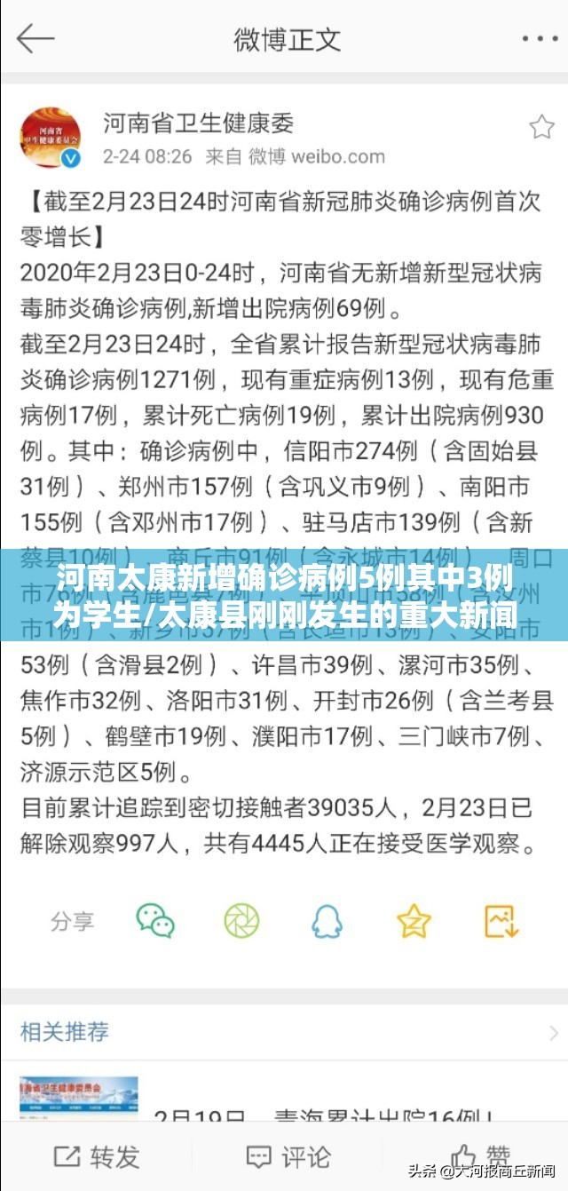 河南太康新增确诊病例5例其中3例为学生/太康县刚刚发生的重大新闻 河南太康新增确诊病例5例其中3例为学生/太康县刚刚发生的重大新闻