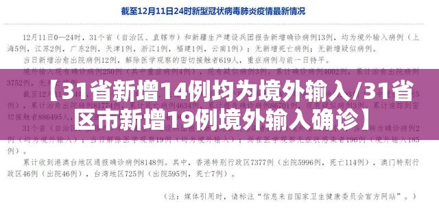 【31省新增14例均为境外输入/31省区市新增19例境外输入确诊】 【31省新增14例均为境外输入/31省区市新增19例境外输入确诊】