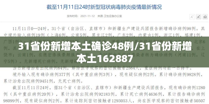 31省份新增本土确诊48例/31省份新增本土162887