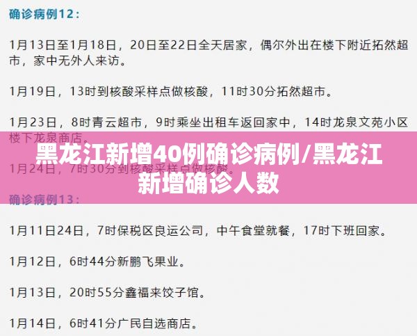 黑龙江新增40例确诊病例/黑龙江新增确诊人数 黑龙江新增40例确诊病例/黑龙江新增确诊人数